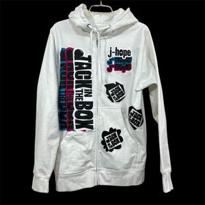 J-Hope Jack In The‎ Box Hoodie Small White BTS Official BIGHIT Kpop Merch Zip Up